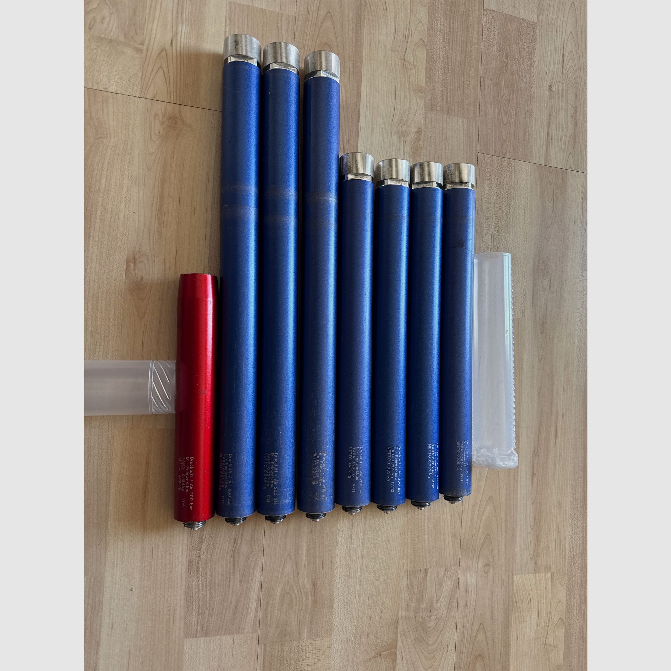 8 X Feinwerkbau Junior / normal / as well as LP aluminum cartridges TÜV expired