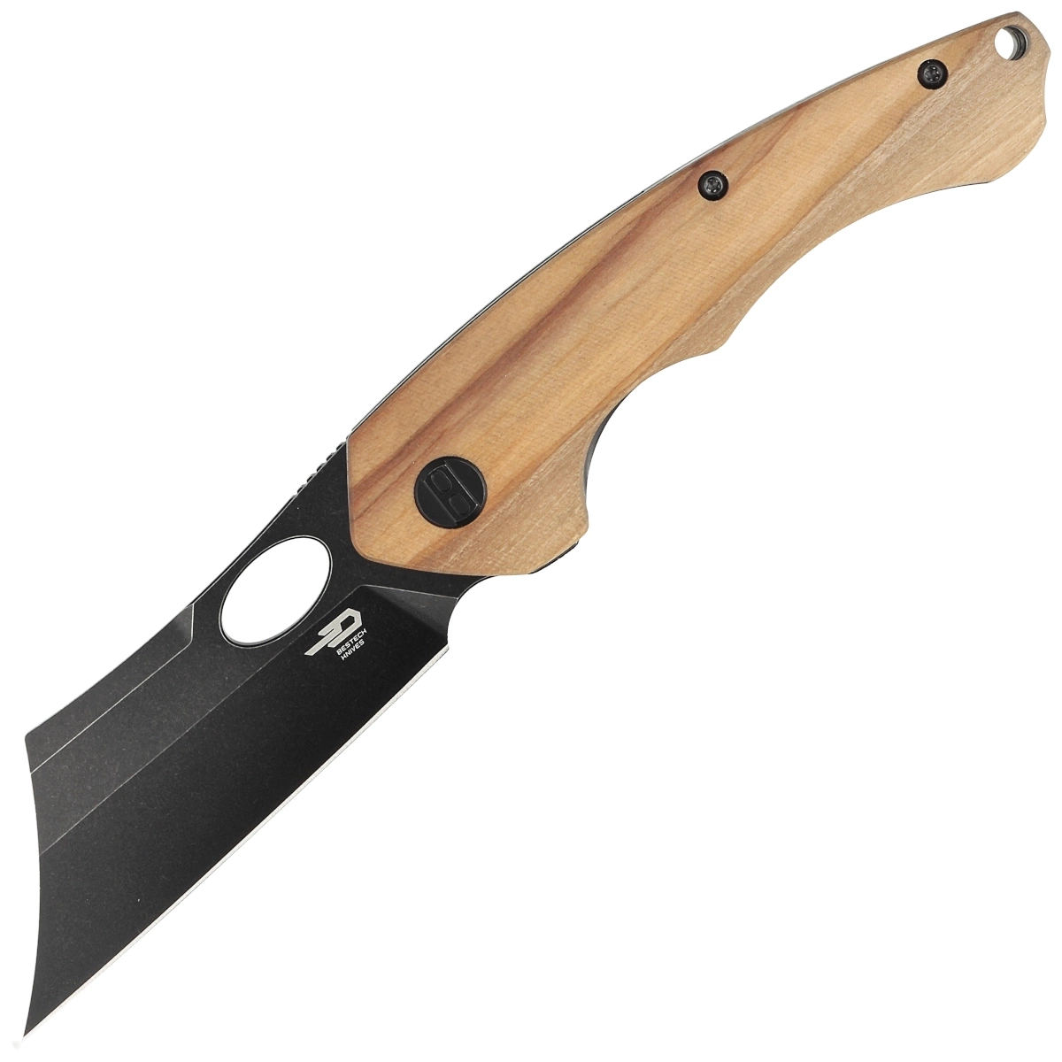Folding knife Bestech Skirmish Natural Olivewood, Black Stonewashed 154CM (BL06C)