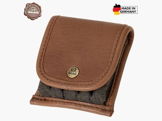 AKAH cartridge case elk leather with loden for 5 bullet cartridges