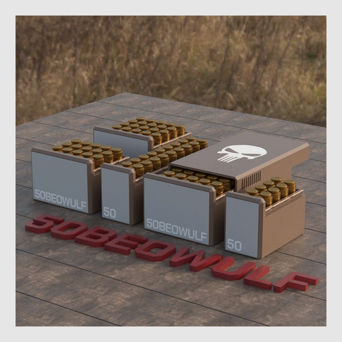 Filamelt Munitionsbox / Ammo Box .50 Beowulf – Patronenbox für 50 Schuss, Made in Germany