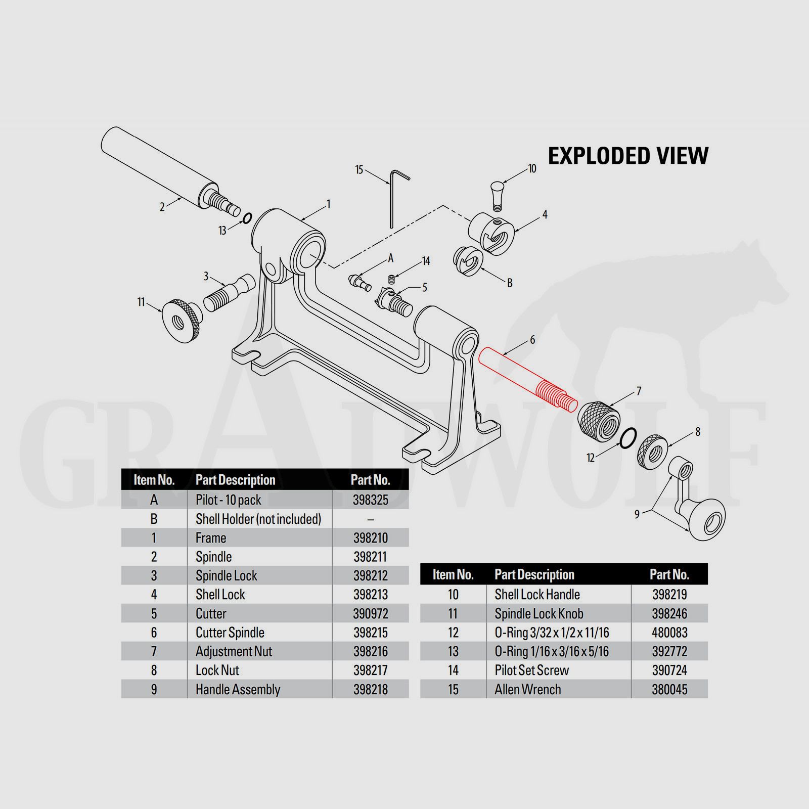 Hornady (398215) Cutter Spindle für Cam-Lock Hülsentrimmer