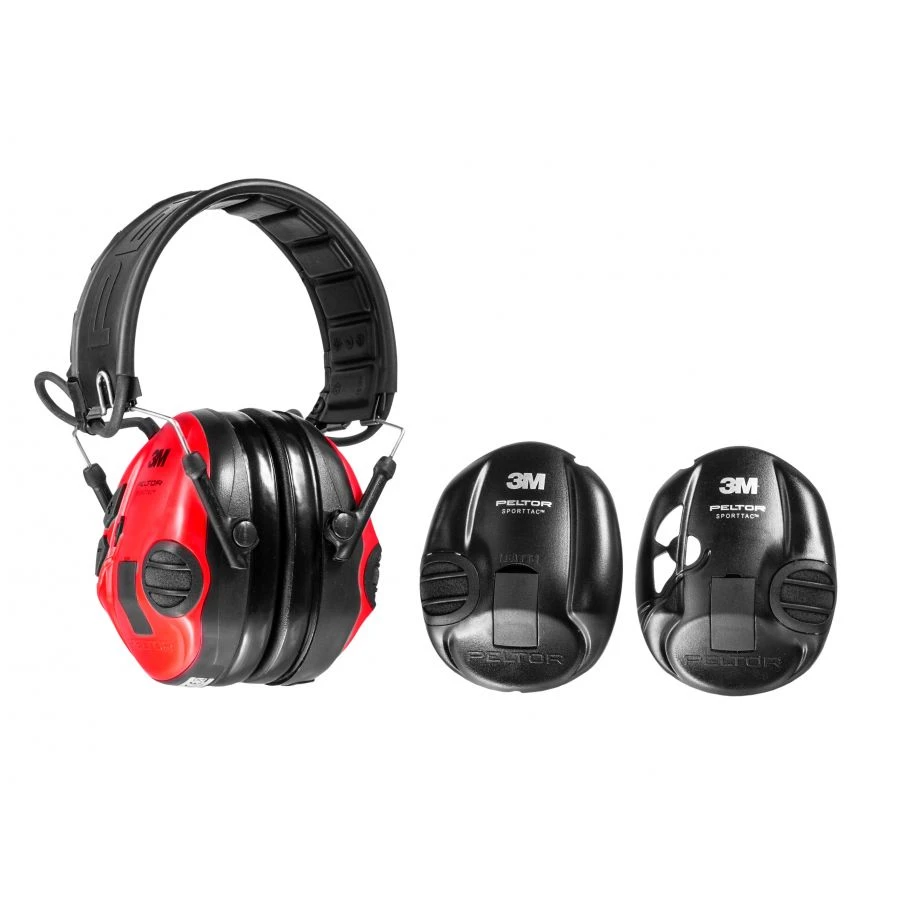 Protección auditiva activa Peltor SportTac MT16H210F negro/rojo