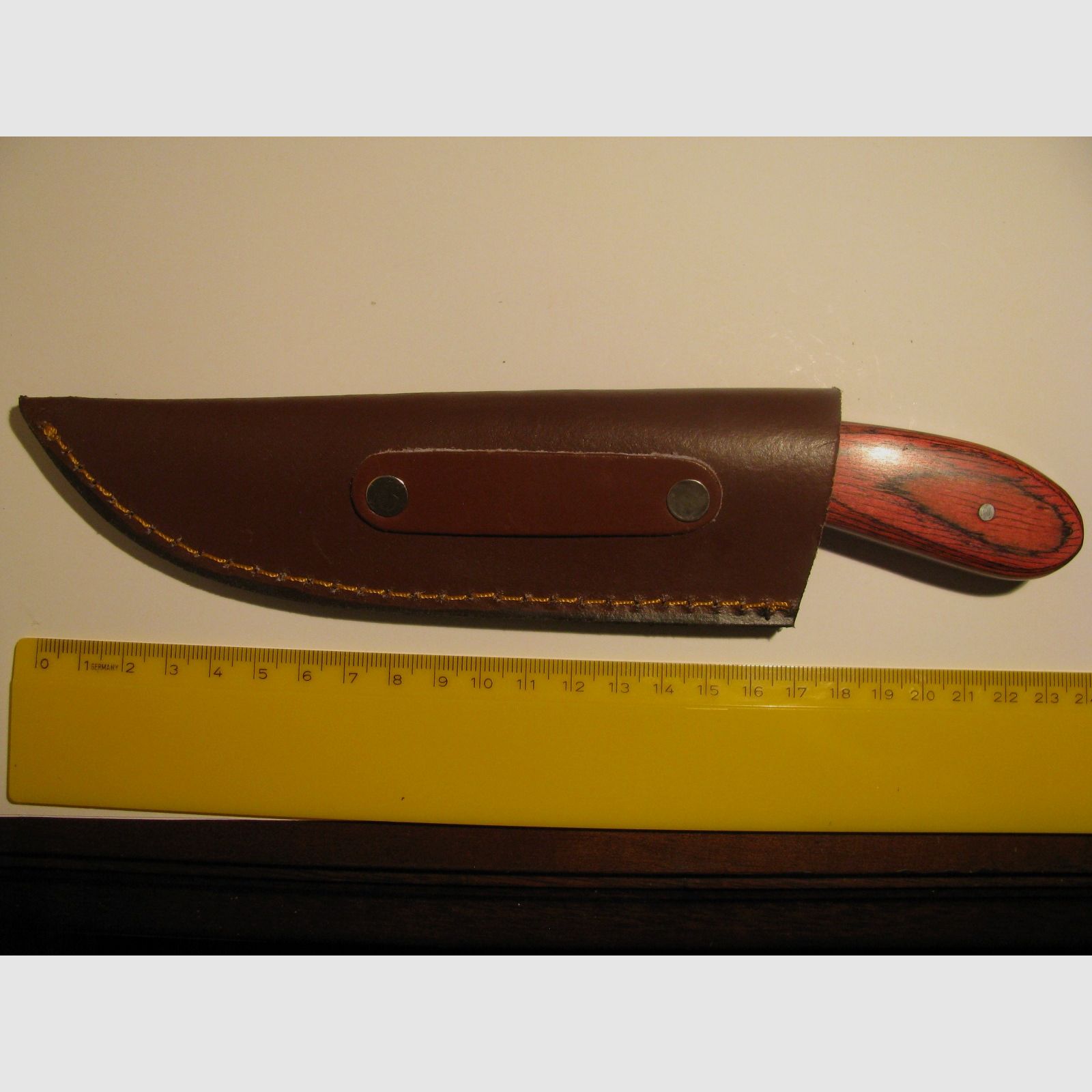 Haushaltsmesser, Campingmesser, Jagdmesser usw., rötlicher Holzgriff, Lederhülle