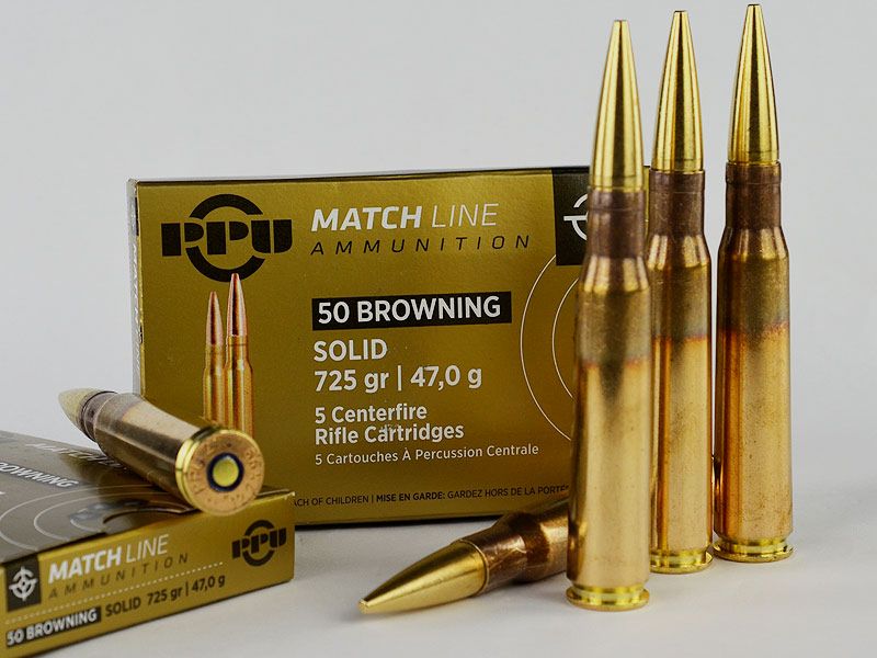 PPU .50 BMG (12,7 x 99) Match Line, 725 grs 1 Packung (5 Schuss á 9,98 €*)
