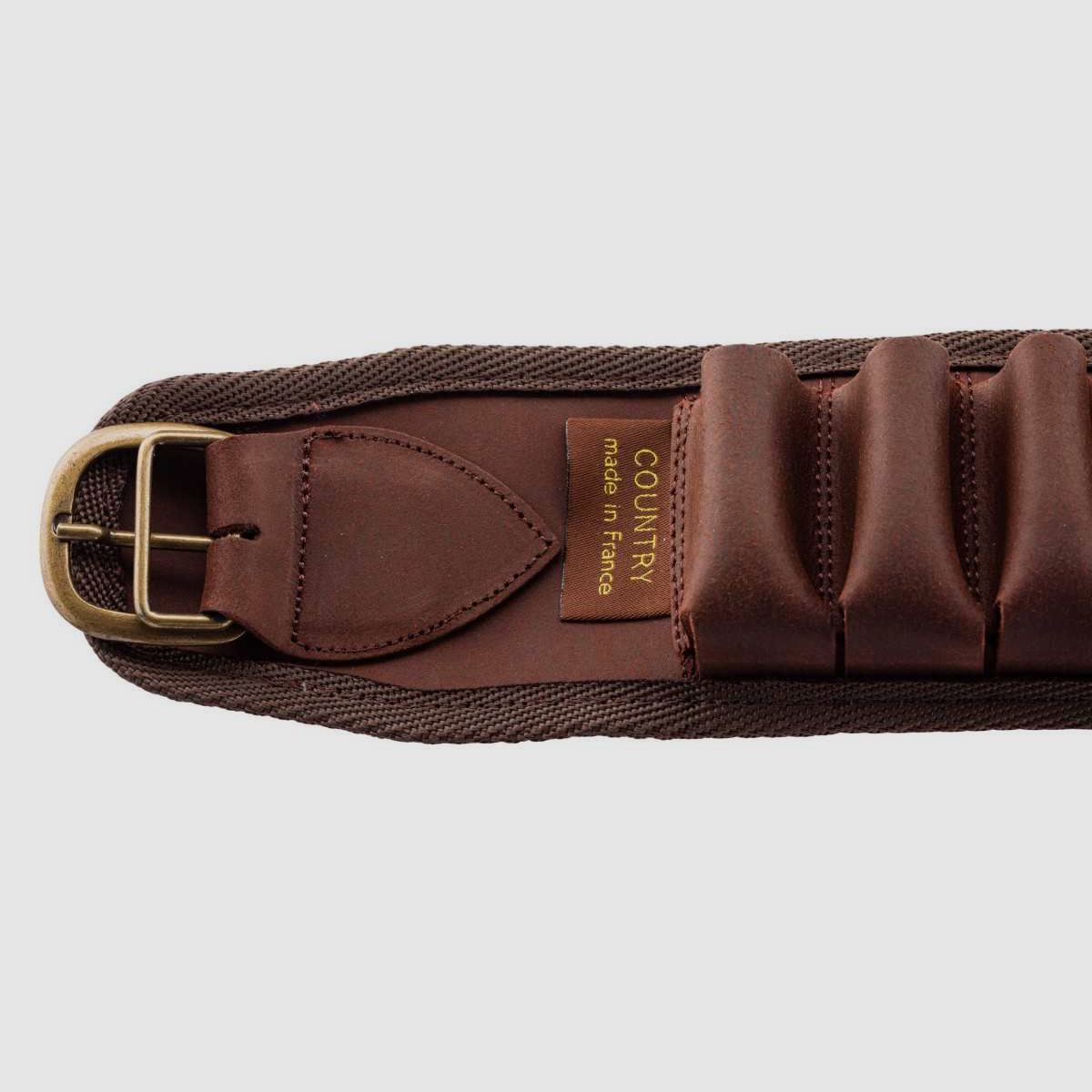 Patronengürtel aus braunem, gewachstem Leder - Country Sellerie - 20 Röhren Kal.20, Bild 4 von 5