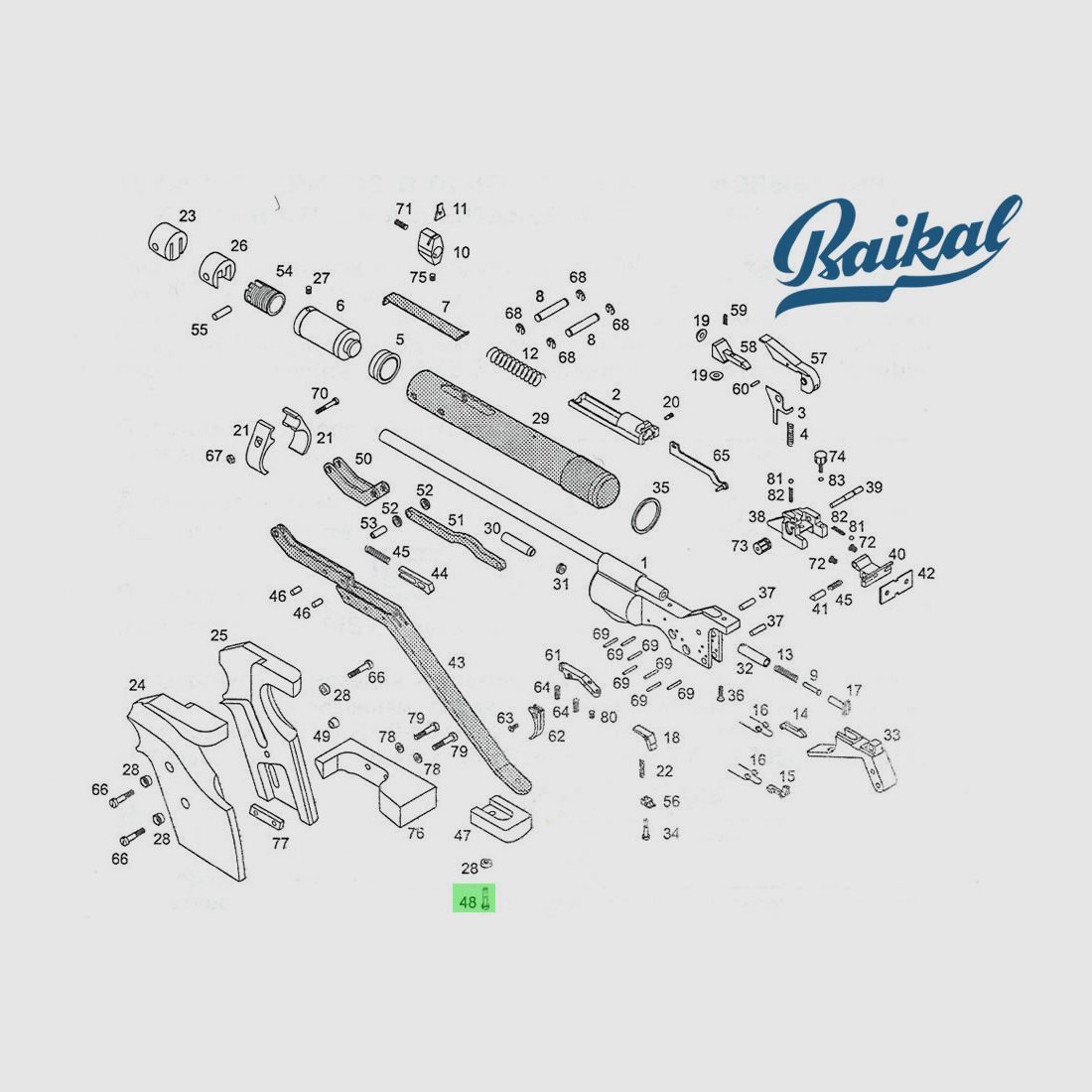 Schraube fĂĽr Spannhebelgriff (Screw) fĂĽr Match-Luftpistole Baikal MP-46M