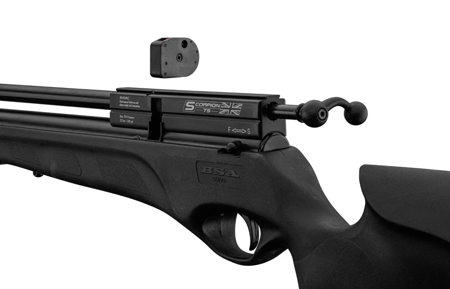 Pack de carabina BSA Scorpion con mira 3-9x40, bípode, bomba, funda, imagen 18 de 28