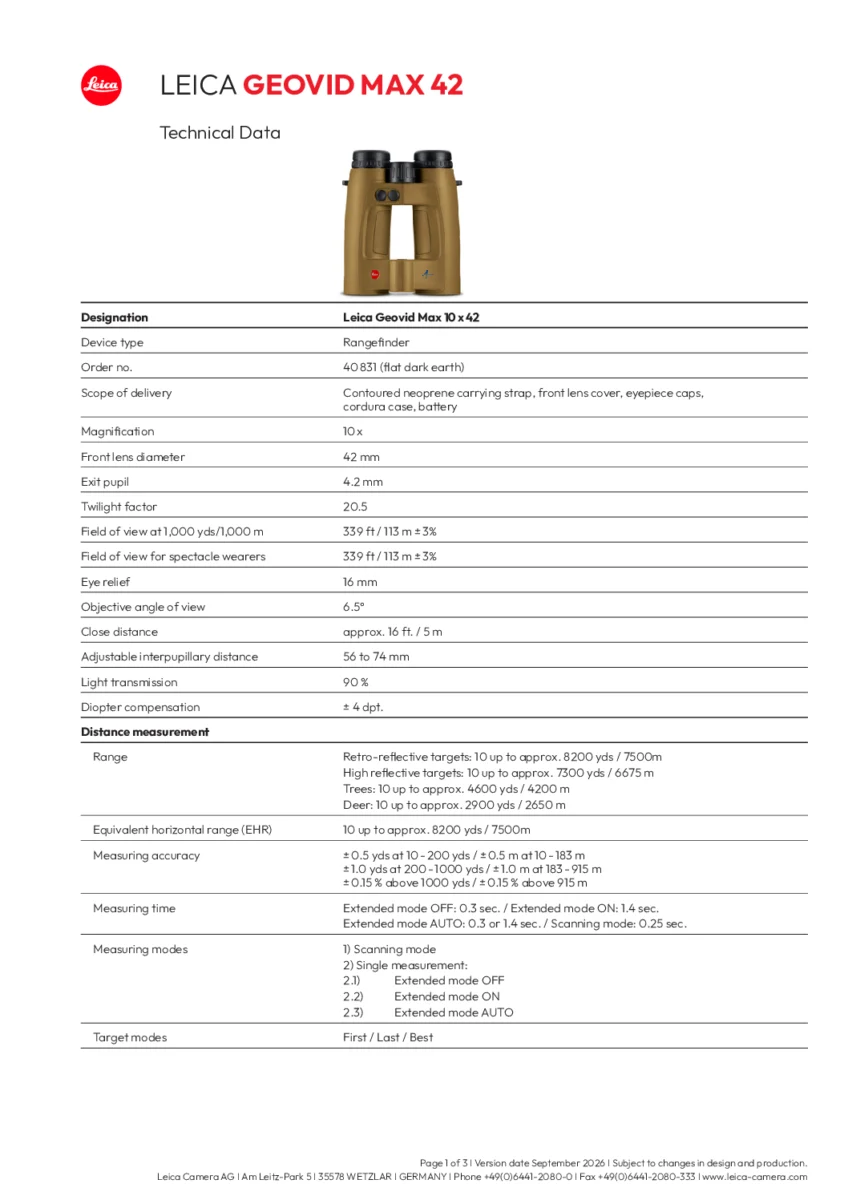 Leica Geovid 10×42 MAX AB+ rangefinding binoculars with ballistic calculator, image 10 of 10