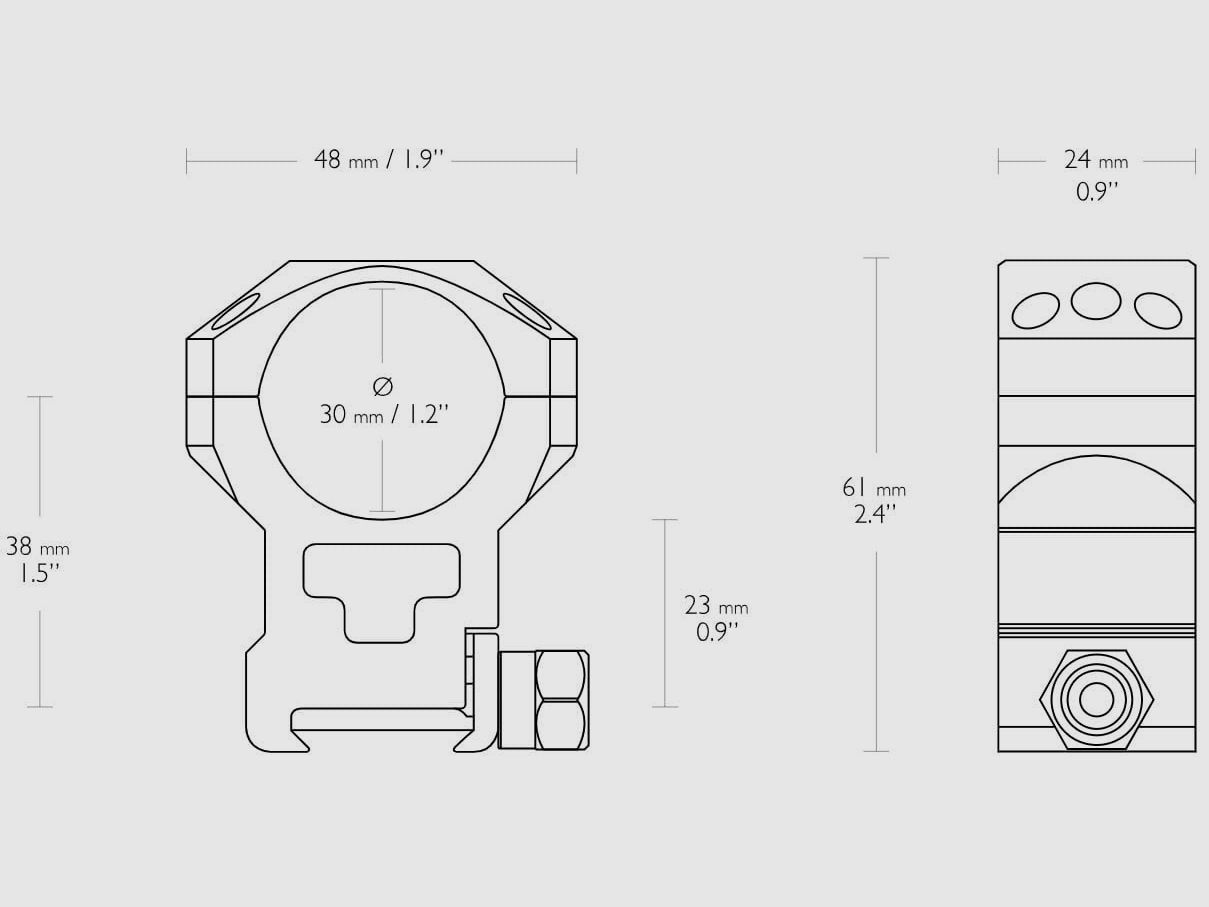Hawke Taktische Festmontage aus Aluminium Weaver 30mm zweiteilig Extra High, Bild 2 von 2