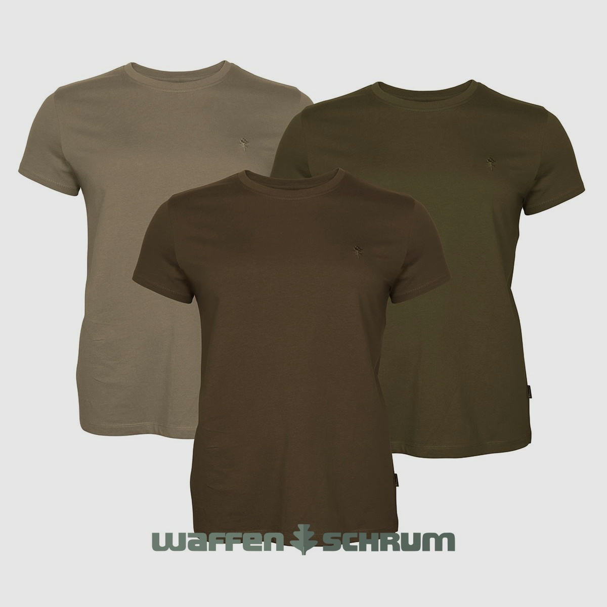 Pinewood T-Shirt 3er Pack Green/ H.Brown/ Khaki
