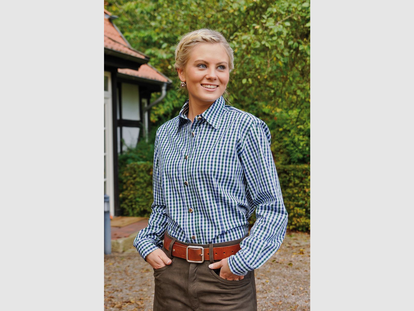 Damen Bluse 1/1-Arm - karriert