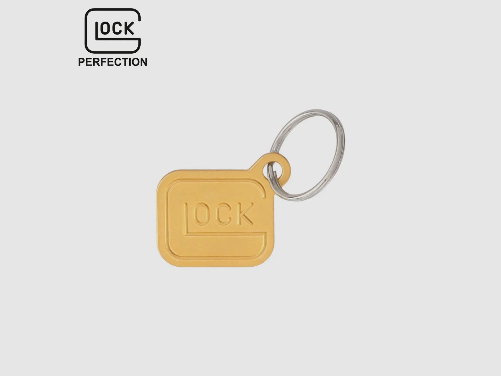 Glock Schlüsselanhänger „Logo“ – Metall vergoldet – Gold – ca. 2,8 × 2,4 cm