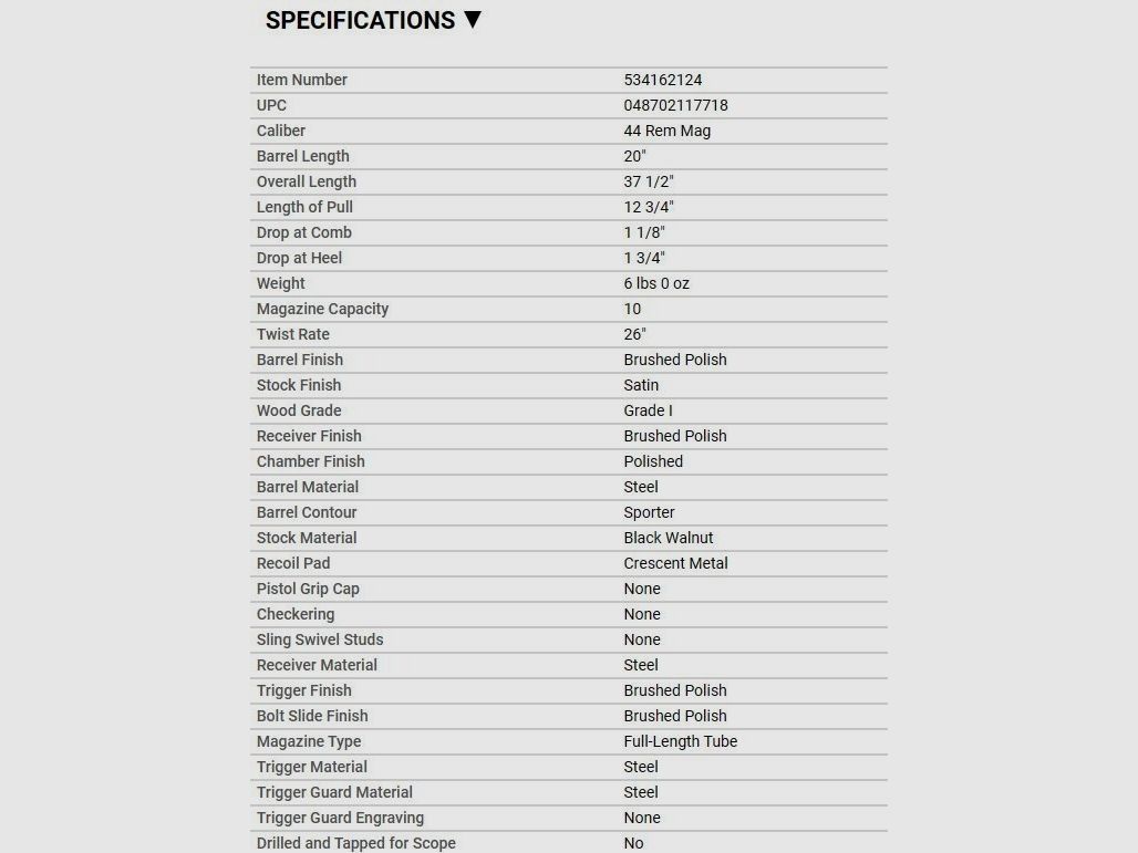 Winchester 1892 Short Rifle .44 Mag. (MIROKU FERTIGUNG) Auf Lager