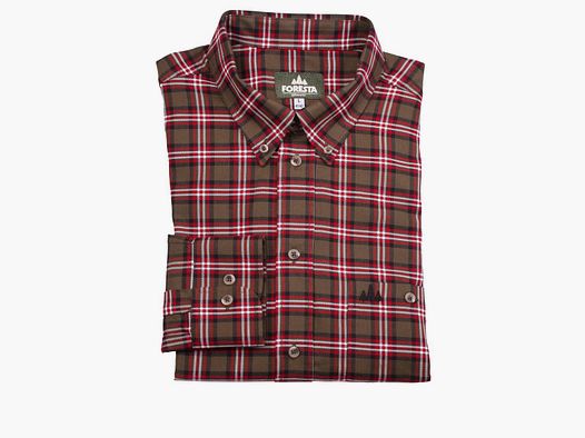 Foresta Karo Button Down Herrenhemd Rot/Oliv - S