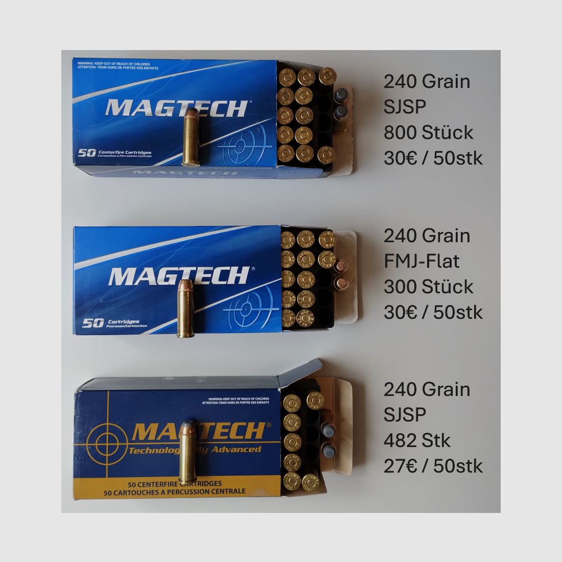 .44 Magnum: Federal, Norma, Geco, Magtech, Magtech, PMC