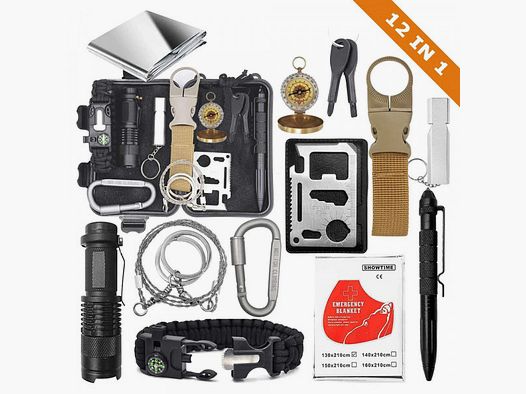 SURVIVAL KIT - WATERPROOF BOX - 30-IN-1