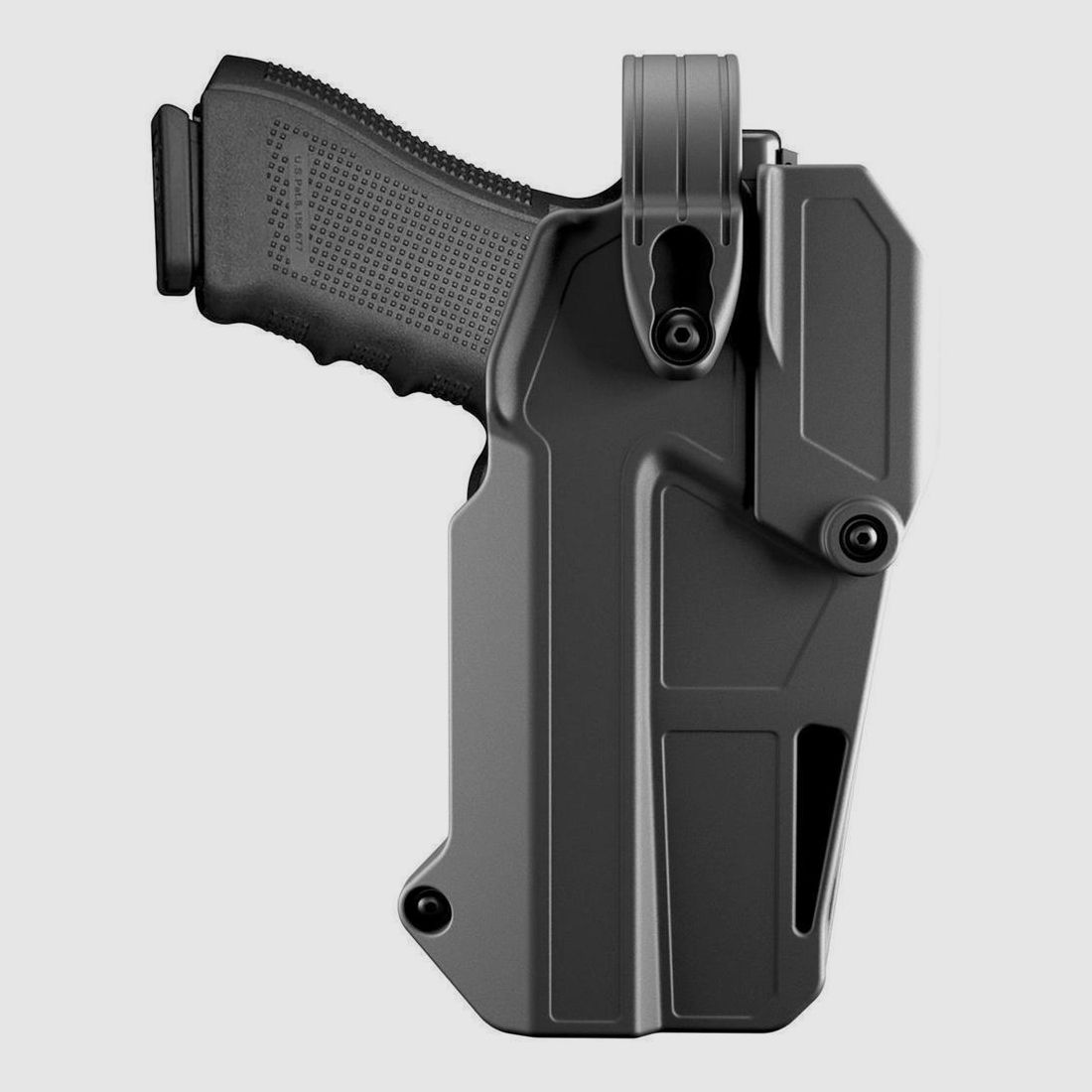 Gürtelholster QUANTUM PLUS Glock 19/22/23/25/32/45 + Surfire 300X/Streamlight TLR1/2-Schwarz-Rechtshänder