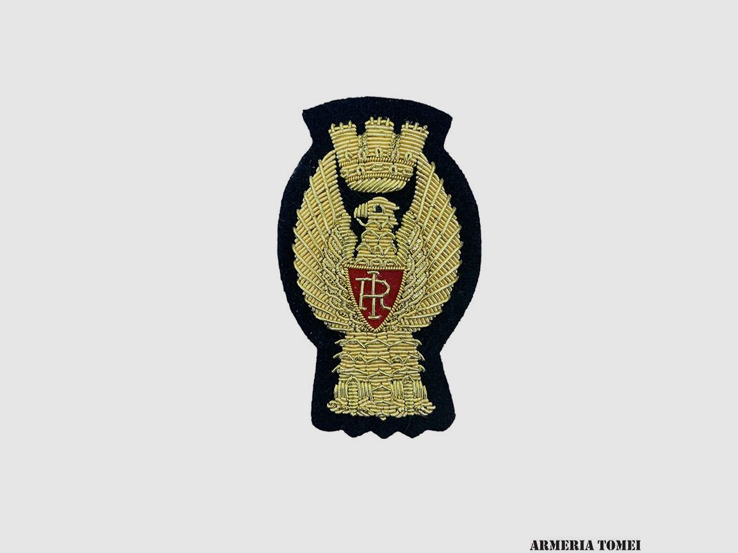 Badge for State Police Cap in Gold, embroidered on felt