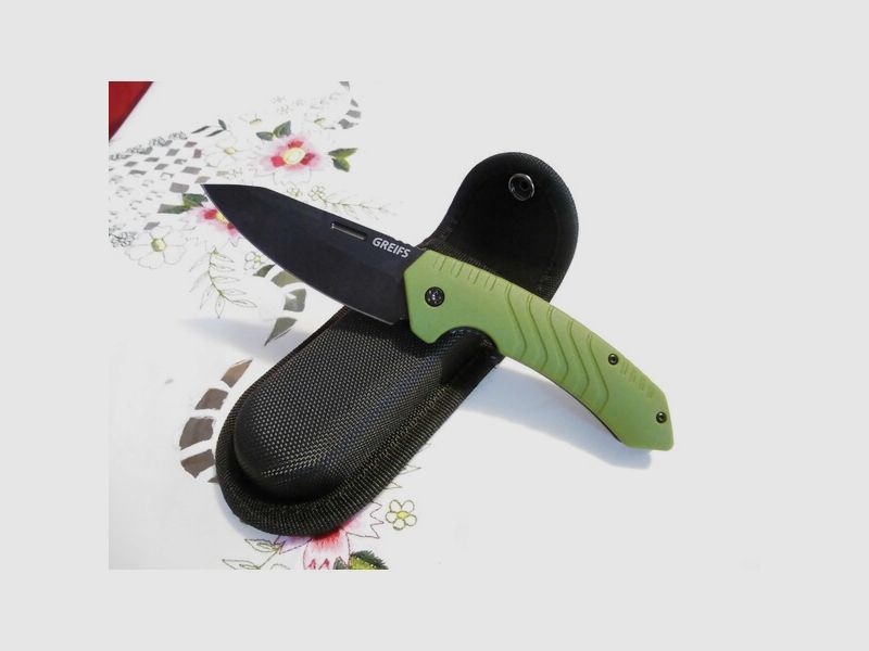 GREIFS® Klappmesser (Zweihandmesser) mit Messertasche Liner-Look scharf Neu !