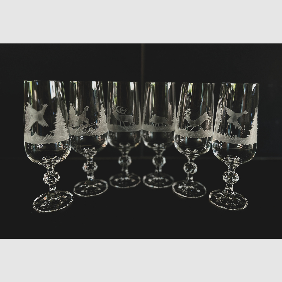 6 St. Kristall Sektgläser handgeschliffen