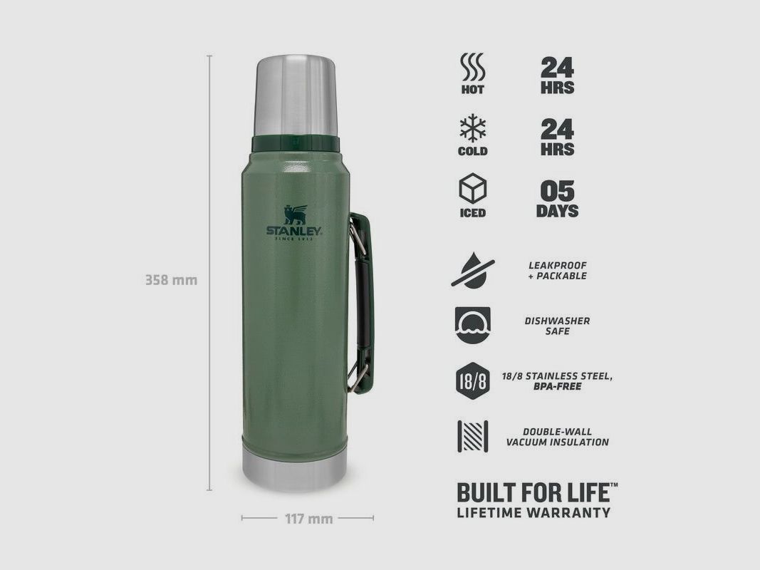Stanley Thermoskanne Hammertone Green 1,0 L
