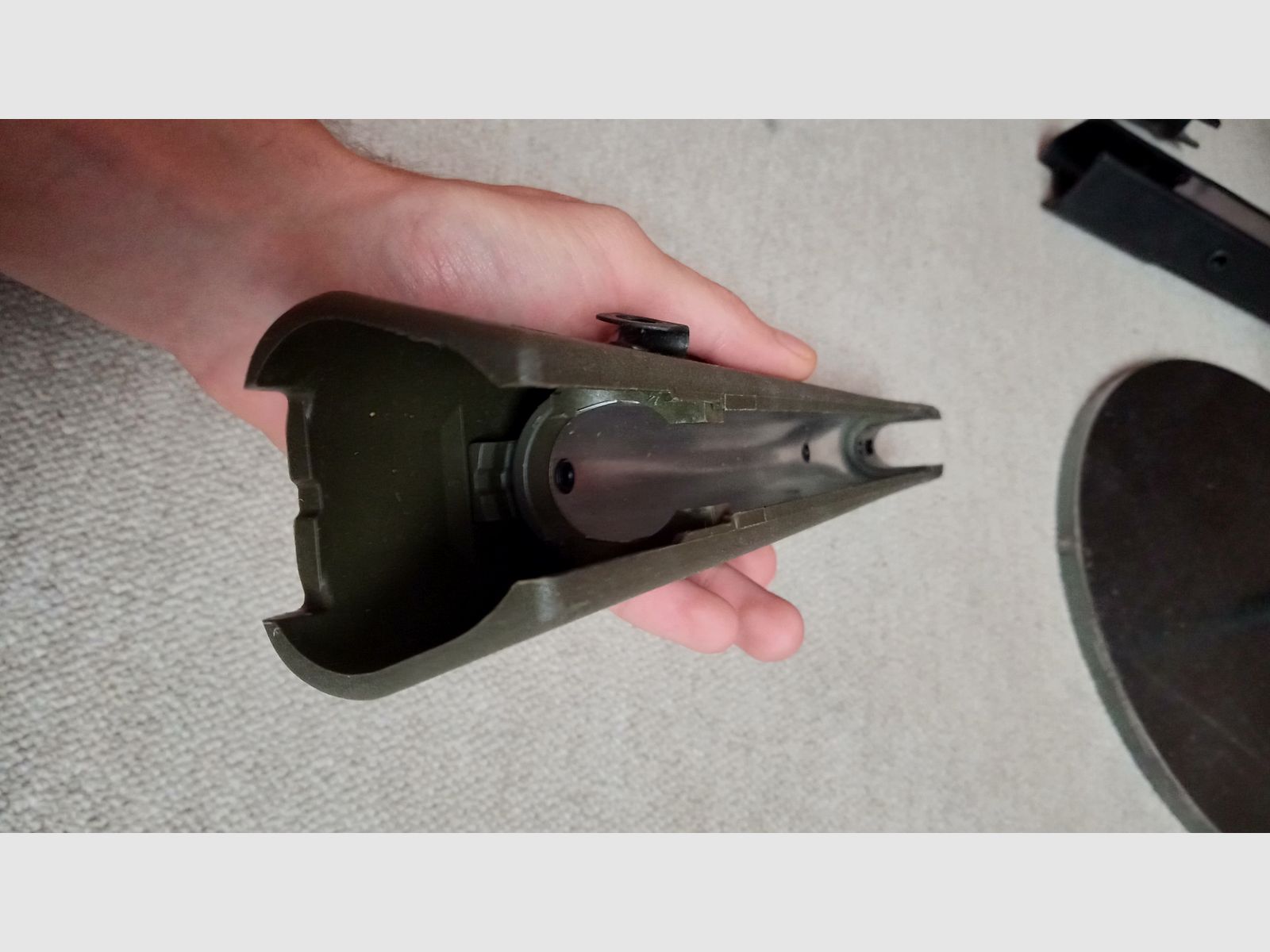 Originale Griff e protezione per trapezio per bipiede, entrambi i pezzi nello stesso verde NATO per H&K G3A4 / verde OD, maniglia larga + impugnatura G3 protezione per le mani
