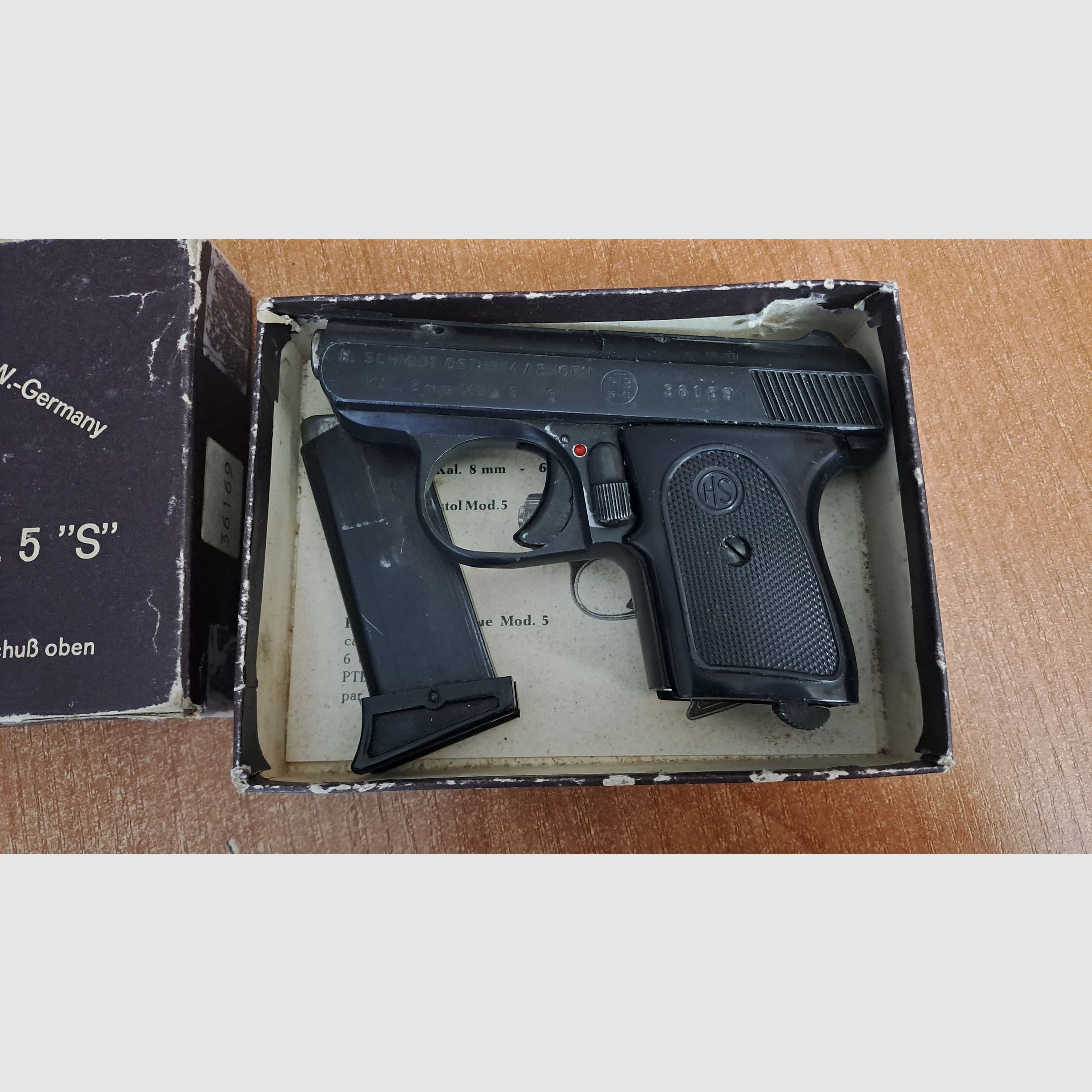 HS Mod.5 S pistolet startowy kal. 8 mm Knall/ PTB 99-69 z 1971 roku!