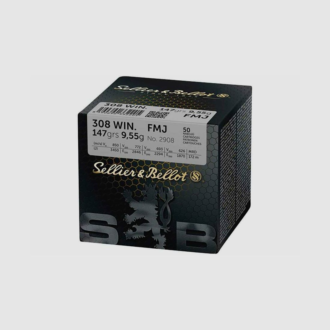 Sellier & Bellot .308 Win. Full metal jacket 9,5g/147grs. Prezzo per quantità a partire da 10 pacchi a 44€ per pacco