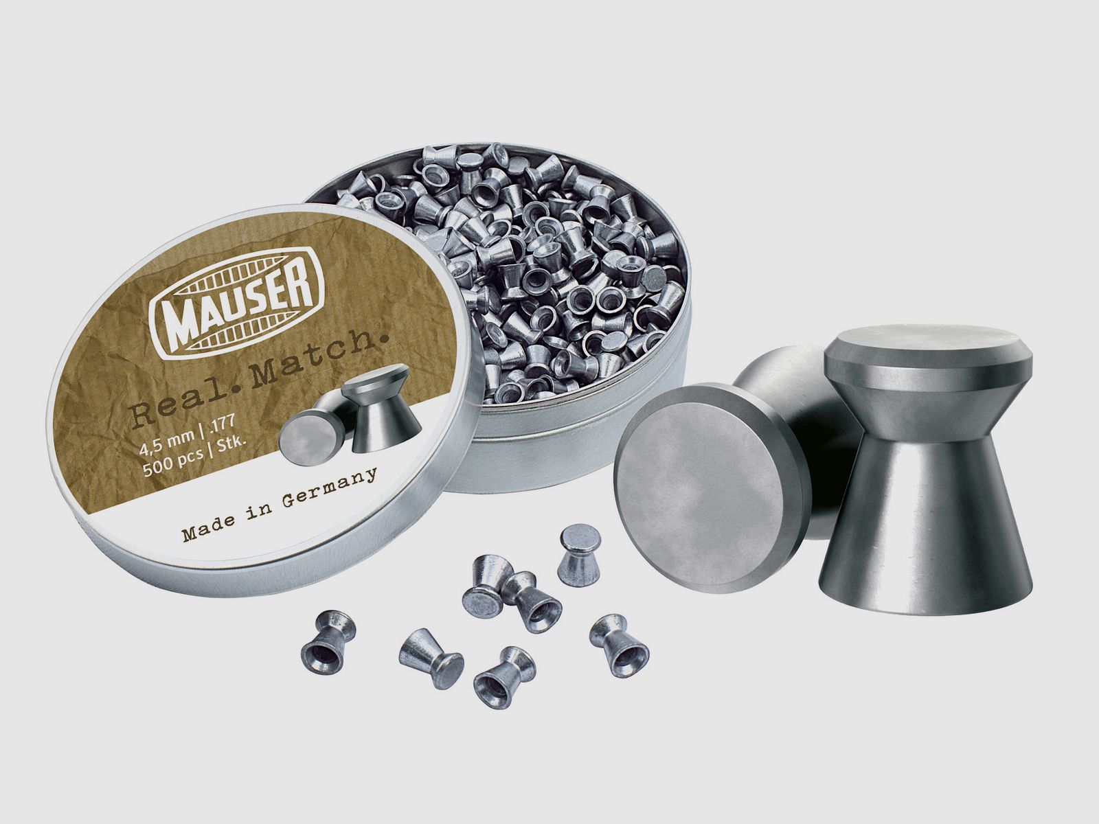 Diabolo Mauser de cabeza plana liso 4,5mm 500 piezas