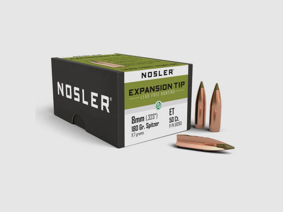 NOSLER E-TIP LEAD-FREE HUNTING BULLETS - 8mm - 180gr.