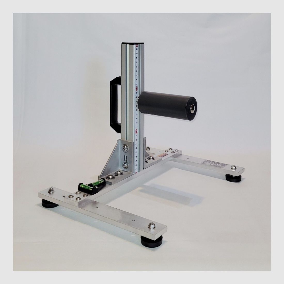 KGF Auflagestativ - Auflageständer Alu H-300-Pro mit Buchenholz-Auflage, Waage, Griff und Maßband