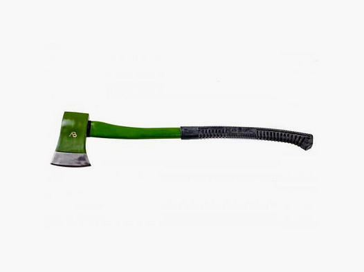 Axt 70cm, Stahl, Fiberglasstiel, rutschfester Gummigriff, Grün / Schwarz - mit Scheide