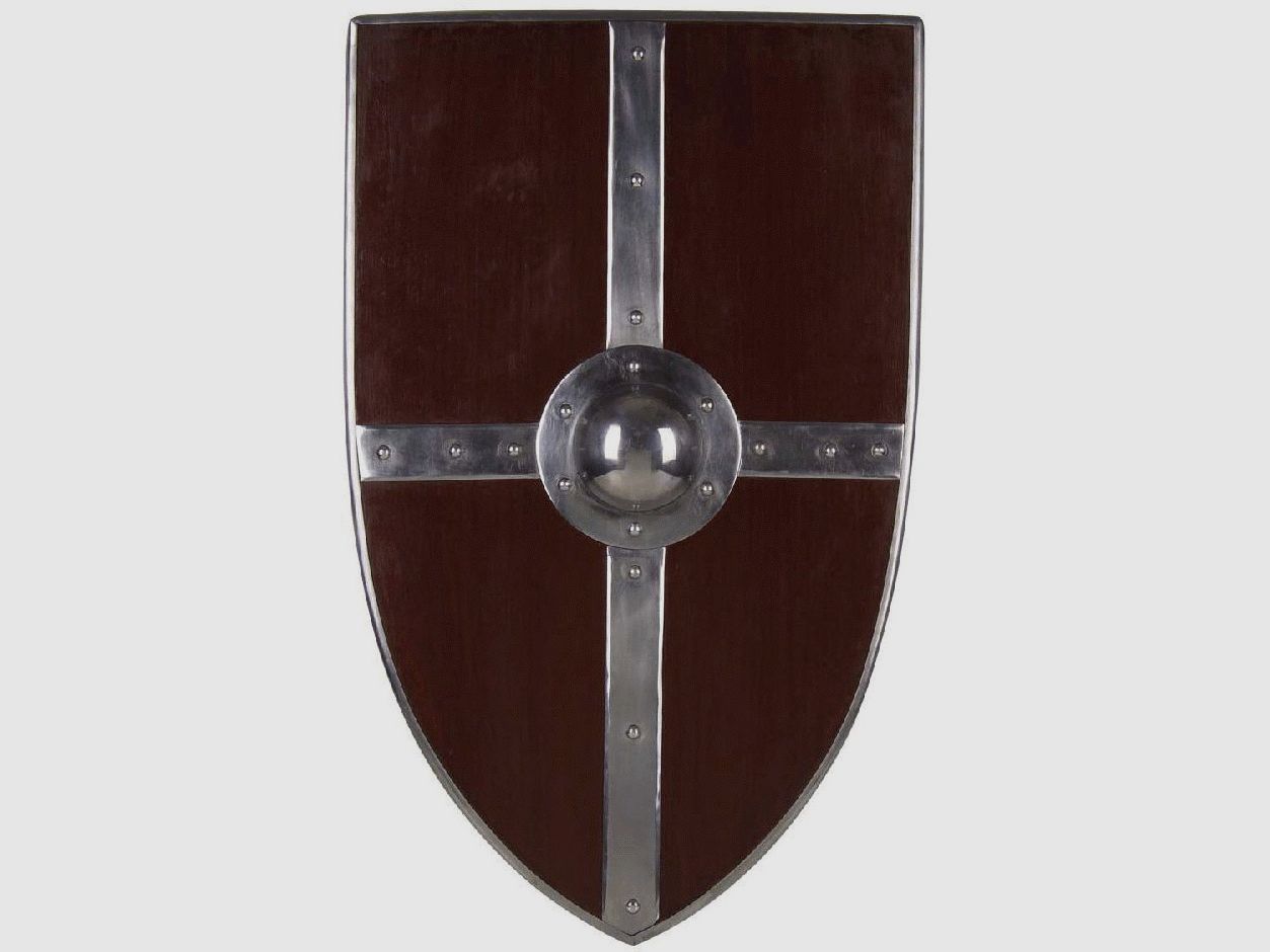 Escudo de combate con joroba y decoración de metal