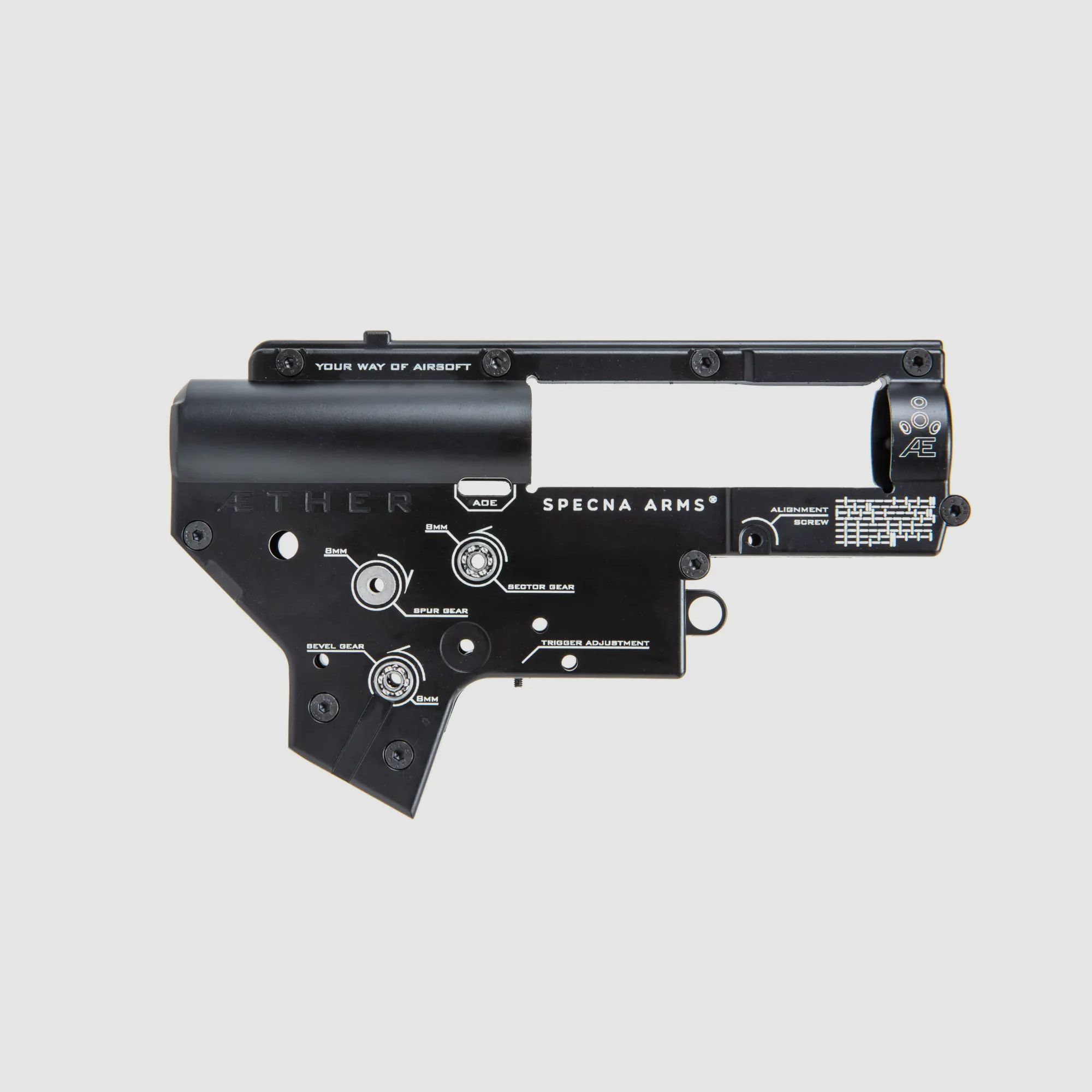 8mm-SpecnaArms V2 Gearboxshell "Aether", Federschnellwechselsystem