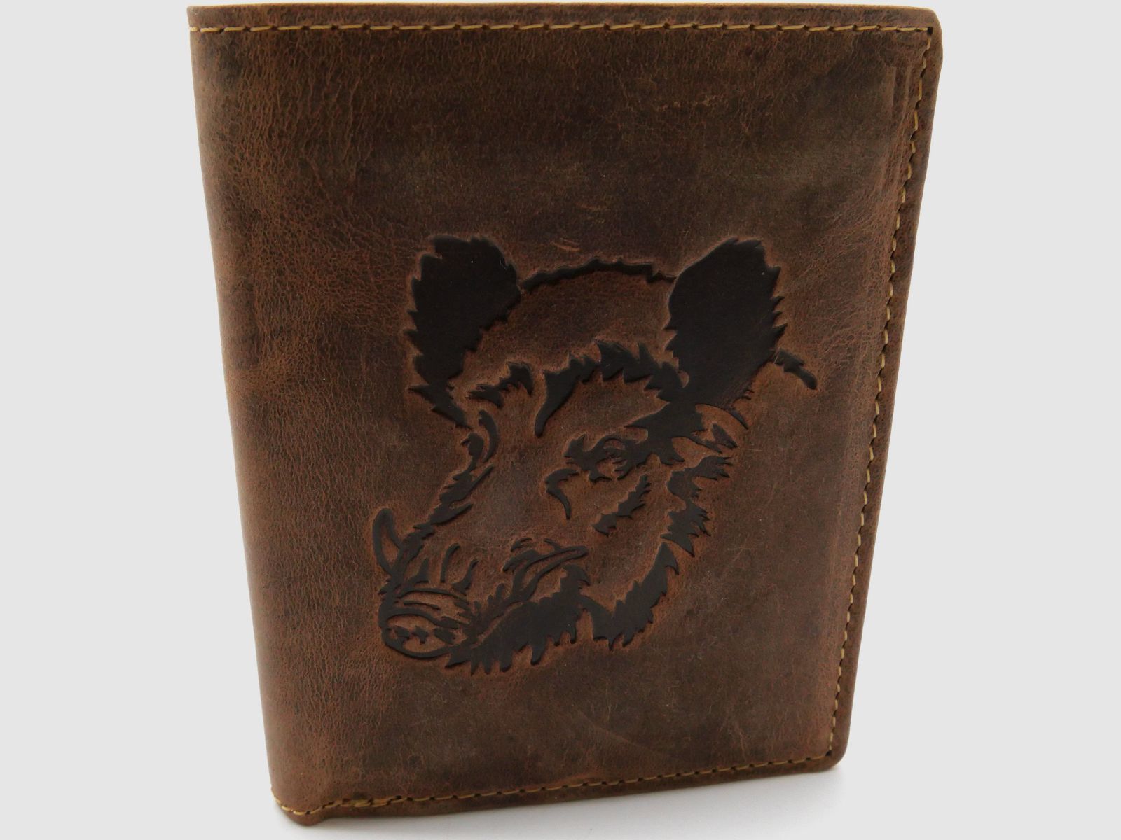 Greenburry Leder Geldbörse braun Vintage Animal Collection Wildschweinkopf 1701-Wild Boar-25, Bild 2 von 5