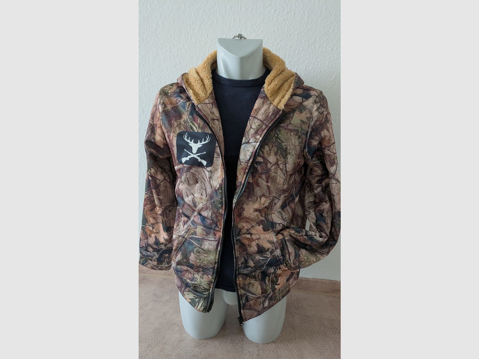 Gr. M Waldtarn Camouflage Kapuzen Jacke Hoodie mit Plüsch