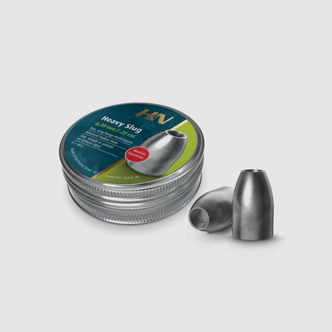 H&N Heavy Slug Diabolo, Hohlspitz, Kaliber 6,36 mm, 2,59 g, 40 gr, 100 StĂĽck