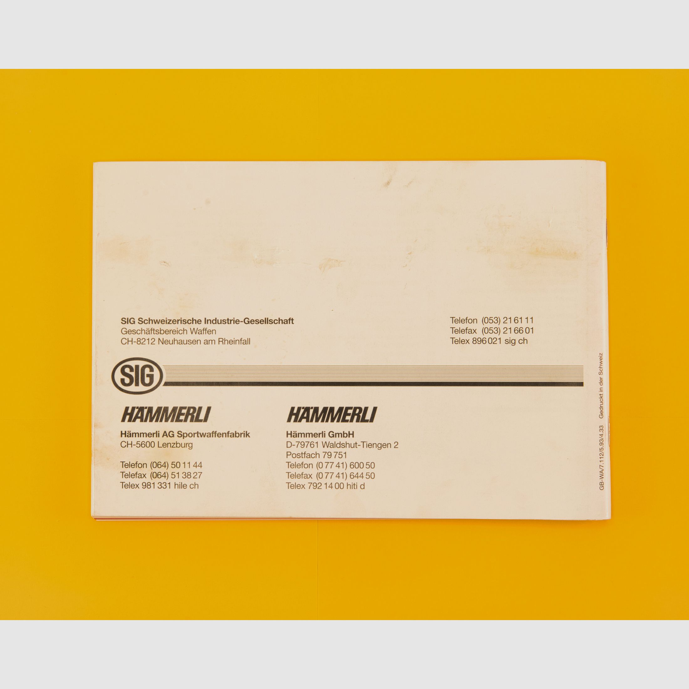 SIG Sauer Gebrauchsanleitung SIG P210 von 1993