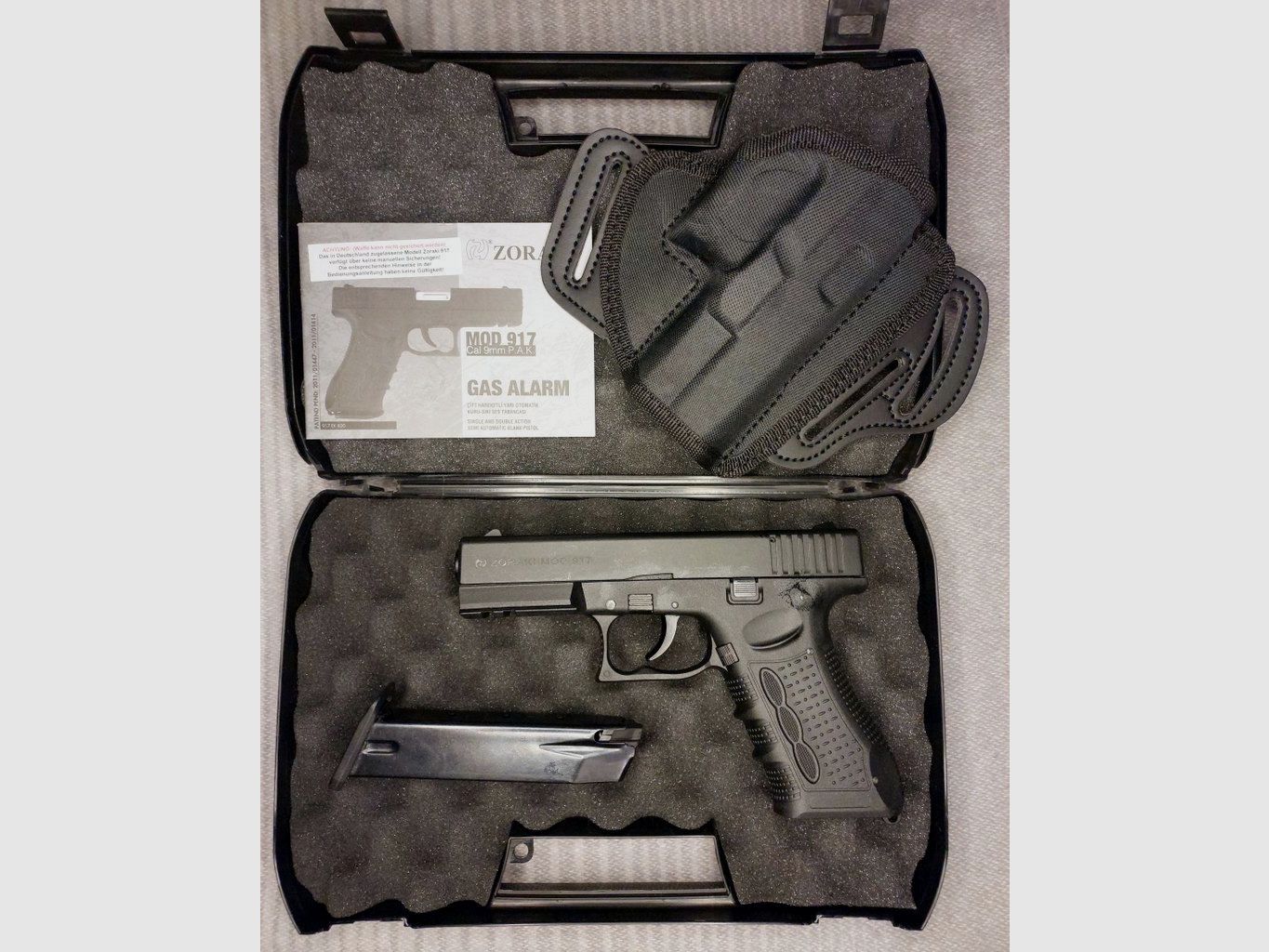 Zoraki 917 blank firing pistol 9mm P.A.K. (PTB 1023) with new First Strike Cordura custom fit holster.