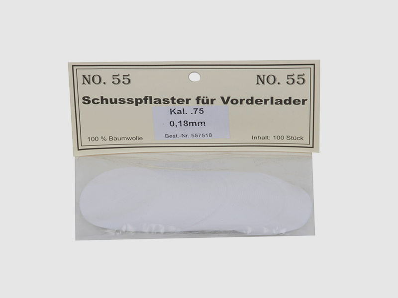 Match Schusspflaster fĂĽr Vorderlader No. 55 0,18 mm Kaliber .75