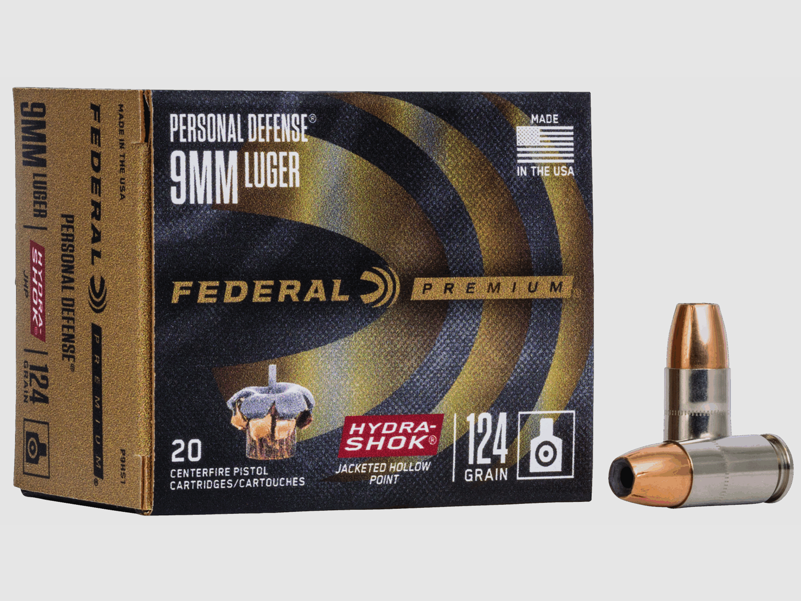 Federal Premium 9mm Para – 8g Hydra-Shok Jacketed Hollow Point
