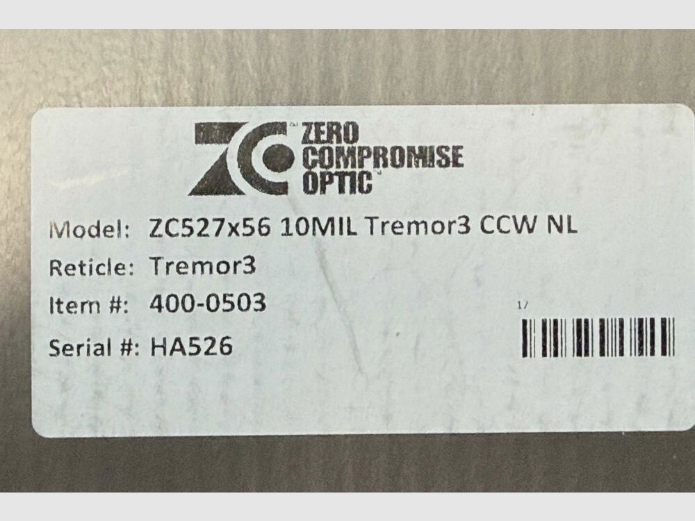 Zero Compromise ZC 5-27X56 10 MIl Tremor 3 CCW NL mit Eratac Montage
