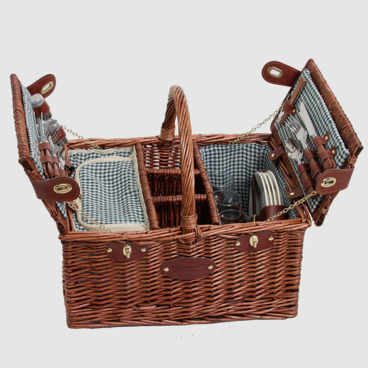 Lovergreen Picknick Motiv Picknickkorb fr vier Personen Saint Germain vichy grn