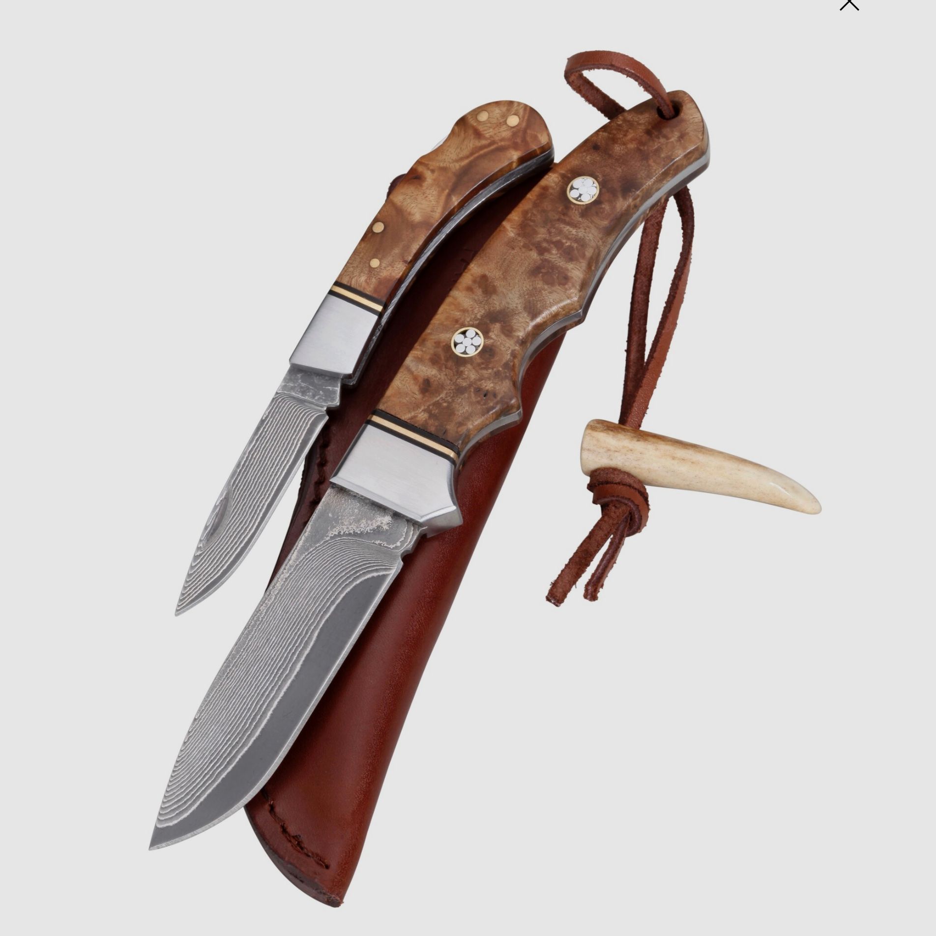 Set di coltelli Parforce 188293 in damasco con manico in radica