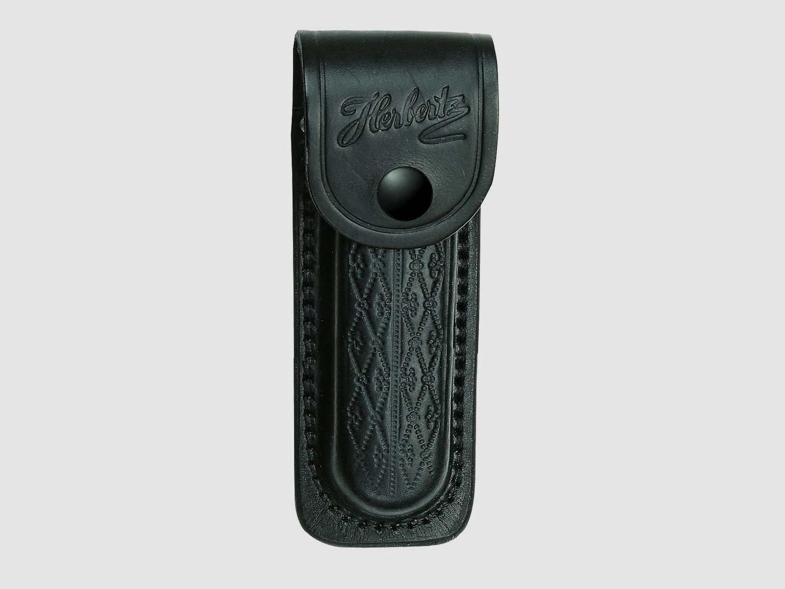 schlankes Messer-Etui schwarz Leder mit Muster für Messer 13cm Heftlänge
