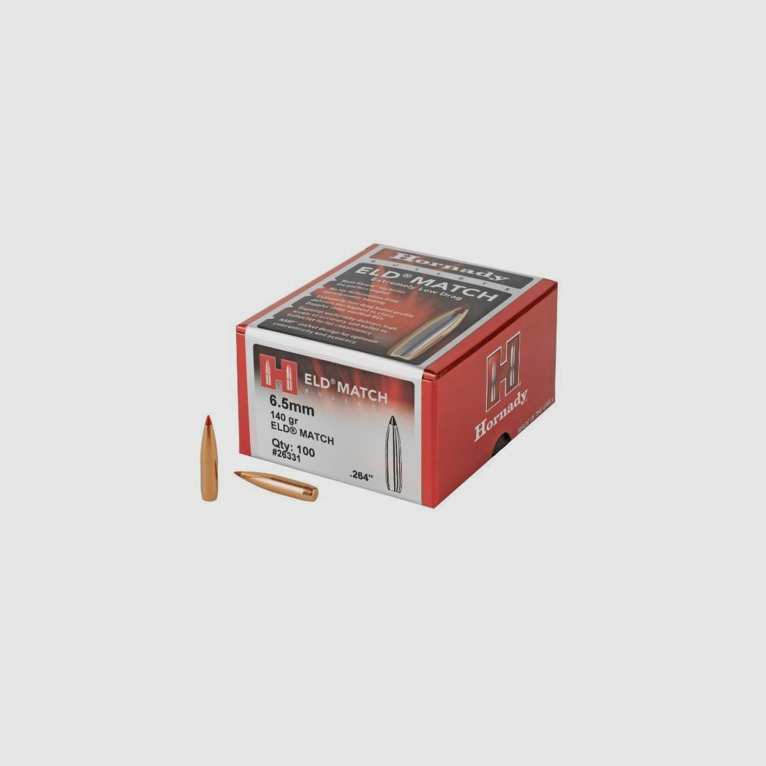 Hornady ELD Match – Calibre 6,5 Creedmoor | 140 Grain #26331 | 100 Piezas en Embalaje Individual