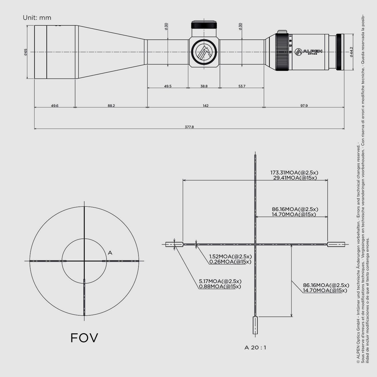 ALPEN OPTICS Apex XP Zieloptik 2.5–15x56 A4 mit SmartDot Technology