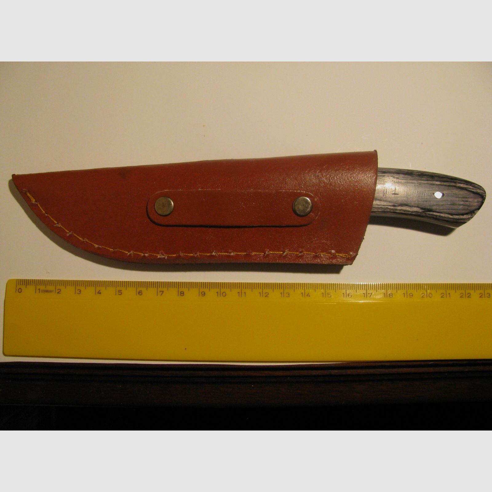 Haushaltsmesser, Campingmesser, Jagdmesser usw., grauer Holzgriff, Lederhülle