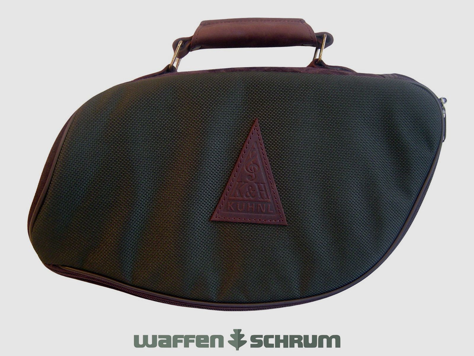 Kühnl&Hoyer Plesshorn-Tasche grün / gefüttert mit Lederapplikation u. Ledergriff