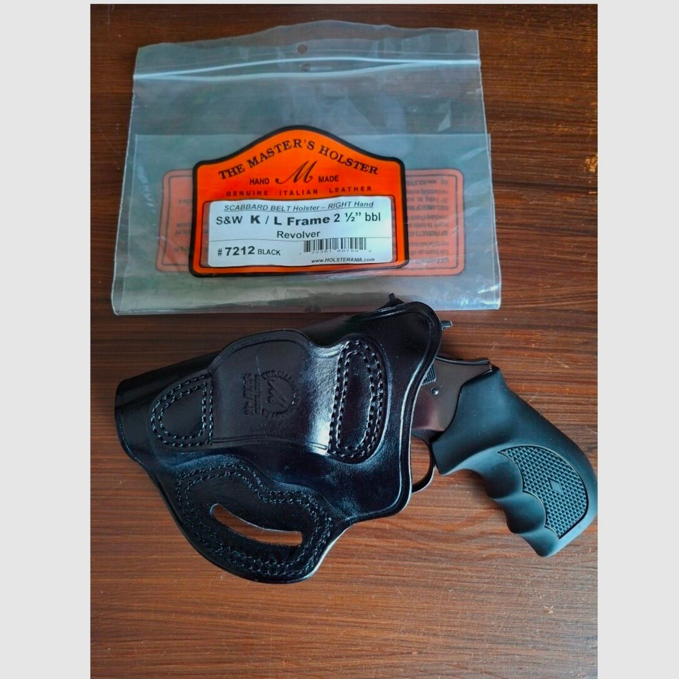 Fondina in pelle nera destra per RUGER GP100 / S&W K & L Frame Revolver + Weihrauch HW 357 Hunter 3